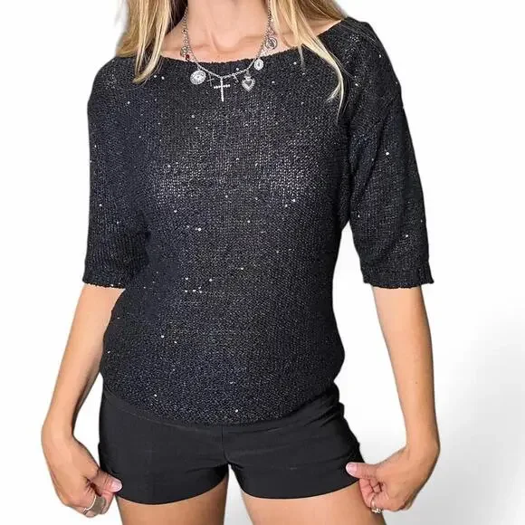 Guess Women's Black Short Sleeve Sweater - Picture 3 of 5